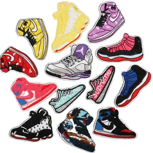 Embroidery Patches Iron On Fashion Sneakers Embroidery Fabric Custom Clothes Shoes Accessories