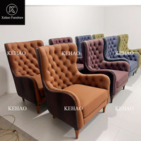 Chaise d'Appoint Vintage en Cuir Tweed Chesterfield Fauteuil Américain Rétro Canapé Loisirs Réception Chaise Boucle Unique Tigre Chaise