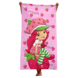 Fragole Vintage con cartoni animati Shortcakes <span class=keywords><strong>asciugamani</strong></span> da bagno per ragazza carina morbidi oversize a prova di sabbia a prova di sabbia per bambini Poncho telo da mare - Product Image 4