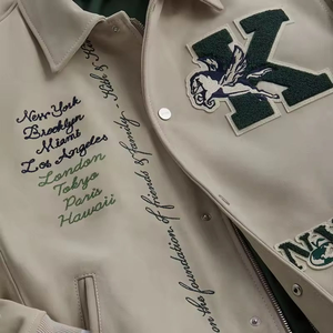 جودة عالية الرقبة بو الجلود سترة تنفس الشتاء المطرزة الحروف خمر الشارع الشهير العصرية venille - Product Image 3