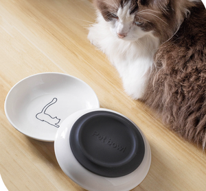 Wholesale Custom Ceramic Pet Bowl with Non-slip Silicone Base, Cute <b>Cat</b> Print Anti-spill <b>Cat</b> <b>Feeder</b> Bowl - Product Image 1