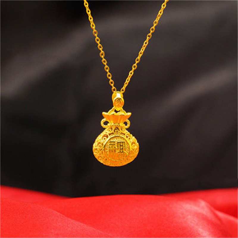 Filigree lucky bag pendant + O necklace