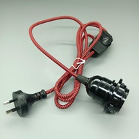 Juego de Cable Trenzado para Lámpara con Enchufe AU, Portalámparas E27 con Interruptor Regulador de Intensidad y Anillo de Fijación para Lámpara Colgante Vintage