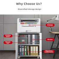 Meuble d'impression mobile en acier avec porte verrouillable, support de copieur haute capacité, table d'impression mobile pour bureau commercial