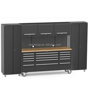 Banc de travail robuste en métal avec dessus en bois, armoire à outils, panneau perforé, tiroirs personnalisables, chariot à outils roulant, OEM OBM pour <span class=keywords><strong>garage</strong></span> - Product Image 5