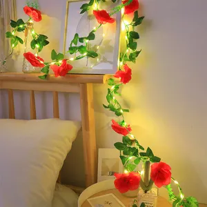 Berserk peri karangan bunga Led hijau buatan tirai tanaman merambat lampu tali tanaman merambat lampu tali untuk dekorasi kamar tidur