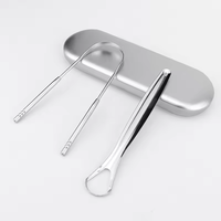 Outils de nettoyage buccal Kit de grattoir à langue Enlever la mauvaise haleine Nettoyant pour langue Hygiène buccale en acier inoxydable Nettoyant pour langue