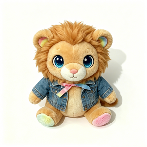 Peluche lion personnalisée sur le thème de la mode pour enfants, cadeau d'anniversaire, peluche lion de la jungle tendance, peluche lion assis élégant à câliner - Product Image 3