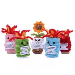 Planta de girasol en maceta de ganchillo hecha a mano, muy vendida, planta grande en maceta con forma de llama, decoración de muñeca de ganchillo para bote de basura - Product Image 2