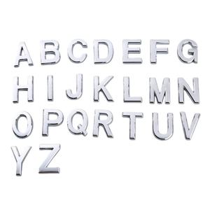Autocollants de lettres pour plaque <span class=keywords><strong>d</strong></span>'immatriculation de voiture en gros, finition métallique chromée, lettres A-Z, accessoires de voiture extérieurs, plaque <span class=keywords><strong>d</strong></span>'immatriculation - Product Image 1