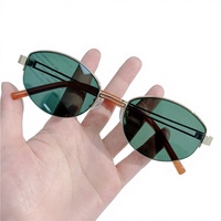 Kacamata Hitam Bingkai Oval Semi-rimless Bergaya Mewah Ringan Fakem, Kacamata Optik Tampilan Sederhana untuk Wanita, Anti Sinar Biru