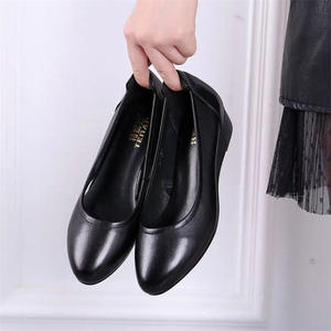 <span class=keywords><strong>Chaussures</strong></span> habillées à talon compensé pour femmes, noires, à enfiler, décontractées, pour le travail, vente en gros - Product Image 4