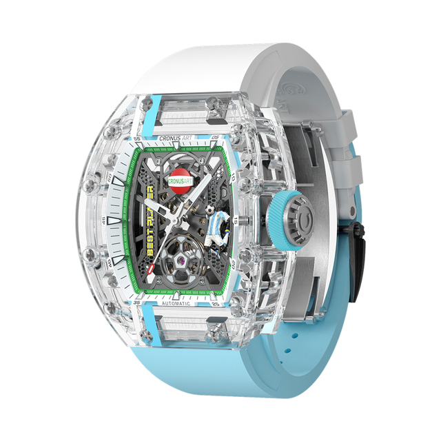 Cronusart 2026 Soccer Cup Cheer Design Men Automatic Mechanical Watch 44mm Tonneau Case Crystal Case Skeleton Back Power Reserve