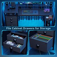 Bureau de jeu personnalisé en gros avec étagère large pour moniteur, cadre métallique, plateau en MDF, gestion des câbles et support pour casque – Table d'ordinateur PC