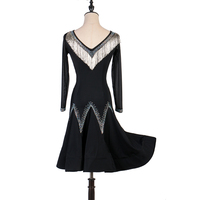 Robe de danse latine à paillettes pour femmes, longue, sexy, vêtement de salon, jupe de compétition de bal, jupe à pampilles, nouvelle collection