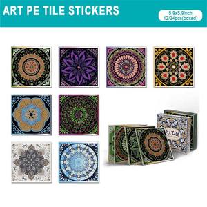 Pegatina de <span class=keywords><strong>pared</strong></span> autoadhesiva de azulejo de flor de Mandala, papel tapiz impermeable de PET grueso <span class=keywords><strong>para</strong></span> dormitorio y cocina, pegatina de azulejo de cerámica - Product Image 3