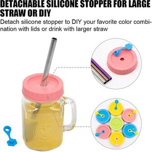 Bocaux à poignée Mason en verre transparent vide de 16oz 500ml avec couvercles et pailles vente en gros - Product Image 3