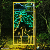 Luces Decorativas Navideñas para Exteriores, LED 2D, Motivos Decorativos para Montar en Poste, 2.8M de Alto, 1.4M de Ancho
