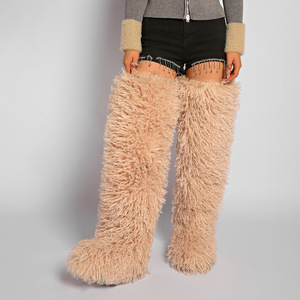 Botas de Piel Sintética por Encima de la Rodilla para Mujer, Estilo Mongol, Y2K, Peludas, para Mardi Gras, Mambo - Product Image 4