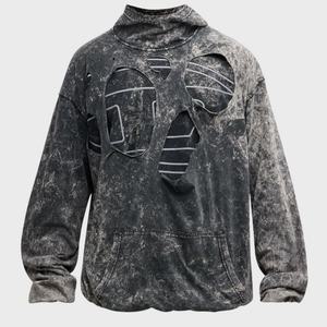 เสื้อฮู้ดดี้ผ้าฝ้ายสไตล์สตรีทแวร์แบบทำสีซีดสองชั้น ยูนิเซ็กส์ - Product Image 2