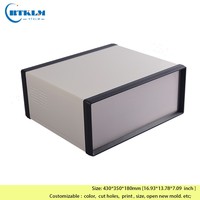 Boîtier métallique noir pour instrument, boîtier de station d'alimentation DIY, boîtier de projet électrique en fer, boîte de jonction, 430*350*180mm