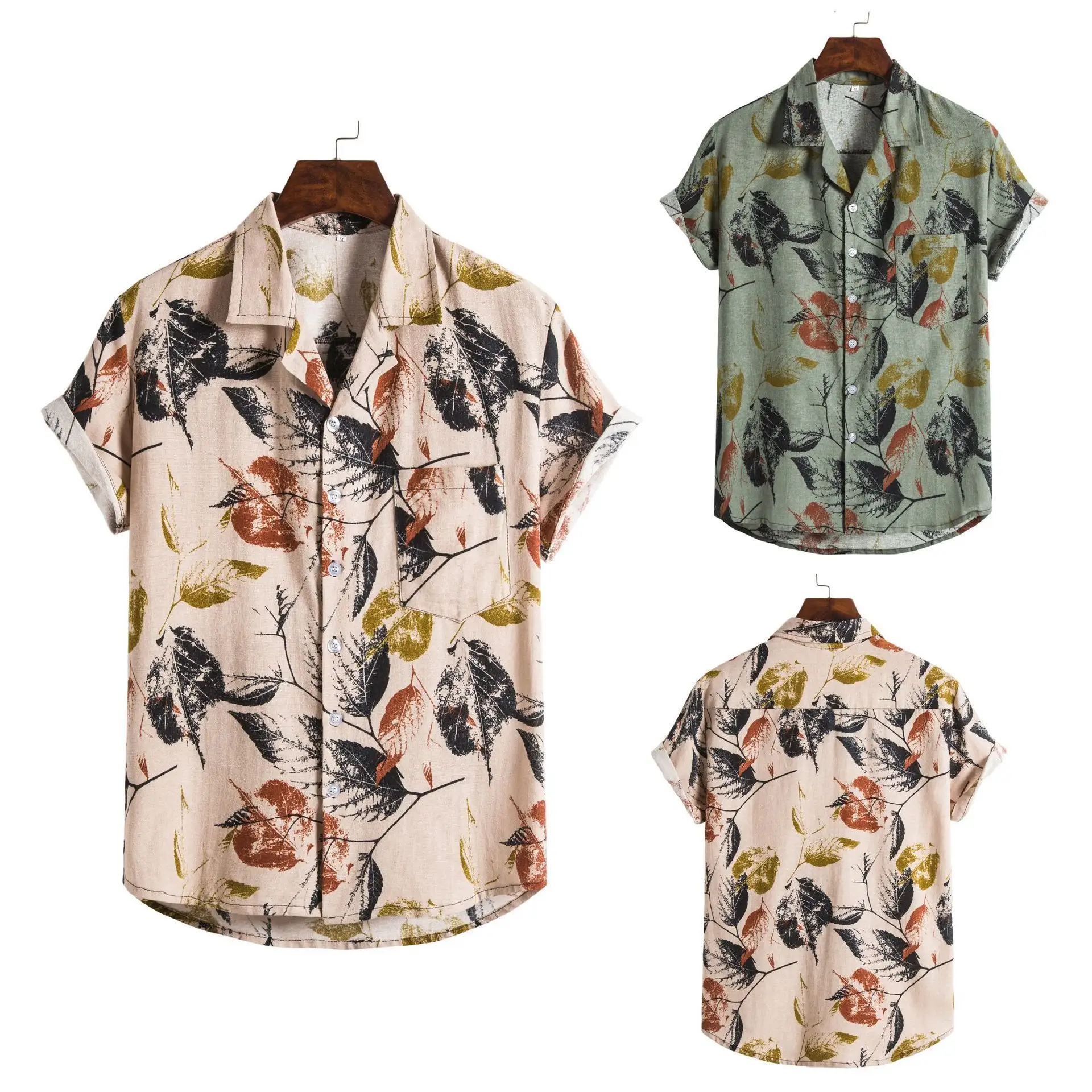 Blusa chique para homens, estilo resort, estampada, botão para praia, manga curta, plus size, verão, praia, floral, havaí