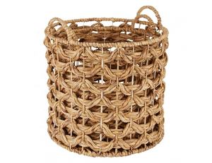 Natural Water Hyacinth Weaving Storage <b>Basket</b> Bins <b>with</b> <b>Handles</b> and Metal Frame New Design Bin Storage Solution - Product Image 2