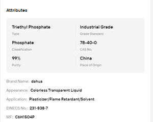 ไตรเอทิลฟอสเฟต TEP ความบริสุทธิ์ 99% CAS 27176-87-0 ของเหลวใส ไม่มีสี ตัวทำละลายอุตสาหกรรมสำหรับการแปรรูปพลาสติก - Product Image 6