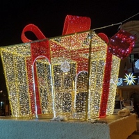 Vente flash Décorations de Noël pour parcs extérieurs, décorations de rue, éclairage de jardin géant, motif de boîte cadeau 3D lumineux