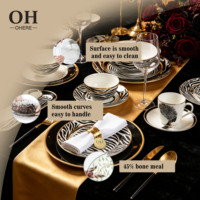 Service de table en céramique émaillée personnalisé, motif Black Beauty, en porcelaine fine, assiettes plates et assiettes à soupe, décoration de mariage