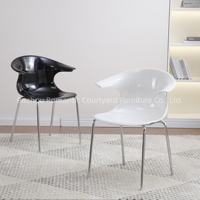 Chaise de salle à manger empilable simple en acrylique avec pieds en métal, design nordique, pour la maison et les restaurants