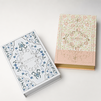 Boîte cadeau magnétique personnalisée style livre, imprimé floral, cartouche en feuille d'aluminium, bord doré, OEM