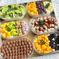Boîte à fruits portable compartimentée, récipient pour salade de fruits, gelée de plantes, yaourt, boîte d'emballage alimentaire en plastique transparent