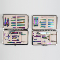 Usine d'origine 6/7/10/12 // 15/18 pièces ensemble de pédicure couleur titane ensemble de manucure hommes femmes coupe-ongles avec étui en cuir