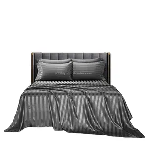 hot sale premium quality embossed Black white stripe microfiber sheet sets fabric for bedsheet set