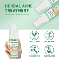 Spray de traitement de l'acné du dos de marque privée Spray corporel naturel à absorption rapide et nettoyage en profondeur des pores Spray corporel anti-acné des épaules pour hommes femmes