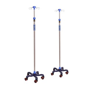 Support IV en acier inoxydable, hauteur réglable, avec 5 roulettes, pour usage hospitalier - Product Image 2