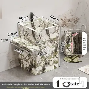 Lavabo <span class=keywords><strong>colonne</strong></span> en dalle de <span class=keywords><strong>pierre</strong></span> carrée [Designer Custom] pour hôtel/KTV, lavabo créatif et minimaliste - Product Image 6