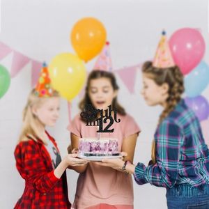 1 pièce Décoration de gâteau 'Je suis de 12 ans' à paillettes, pour l'<span class=keywords><strong>anniversaire</strong></span> de 12 ans, fournitures de fête - Product Image 4