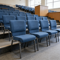 Chaises d'église empilables en gros, chaises d'église pas chères avec accoudoirs et genouillères, mobilier d'auditorium rembourré et emboîtable