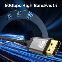 UNIEAN - Cable DP a DP de 16K, 2M, 3M, 2.1, 80Gbps, Cable de Video DisplayPort a Video 60Hz 2.0, para Ps5 a TV Móvil