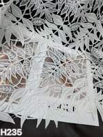 Tissu de dentelle chimique guipure soluble dans l'eau, broderie ajourée, motifs de feuilles botaniques élégantes, pour robe de mariée