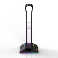 Support de casque de jeu RGB, support de casque à couleur changeante avec Port de chargement USB, base antidérapante pour accessoires de bureau pour joueurs