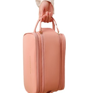 Trousse de toilette grande capacité avec fermeture éclair, poignée souple, style moderne, organiseur de maquillage en textile pour les voyages et l'usage quotidien - Product Image 5