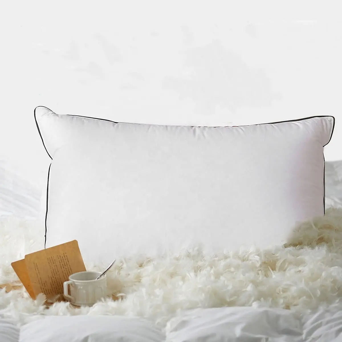 Organic 625 Fill Power Goose Feathers Down Sleeping Body Pillow Inserts with Egyptian Cotton Shell