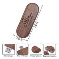 Flash Drive USB 3.0/2.0 Berbahan Kayu Maple 64GB Kecepatan Tinggi, Logo Laser atau Cetak Kustom, Desain Putar dari Bambu