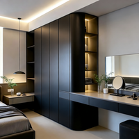 Armoire de chambre moderne et durable avec coiffeuse et meuble de rangement, portes en MDF, idéale pour appartement