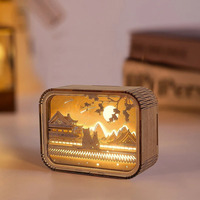 Lampe de table veilleuse LED transfrontalière personnalisée artisanale en bois pour chambre à coucher chevet décoration intérieure alimentée par batterie