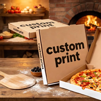 Kotak Pizza Biodegradable Heavy-Duty dengan Pegangan, Grosir, Cetak Kustom Empat Warna, Ukuran 12 & 16 Inch, Kemasan Kardus Bergelombang