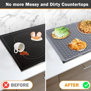 Eco-Life 28"X20" Glass Top Silicone Stove Cover Protector For Electric Stove Induction Cooktop Silicone Protector Mat